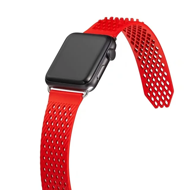 Red Для Apple Watch, версии 5/4 40 мм 44 без пряжки спортивный силиконовый ремешок петли прессованного Кнопка браслет для наручных часов iwatch серии 5/4/3, 38, 42 мм, версия - Цвет ремешка: Red