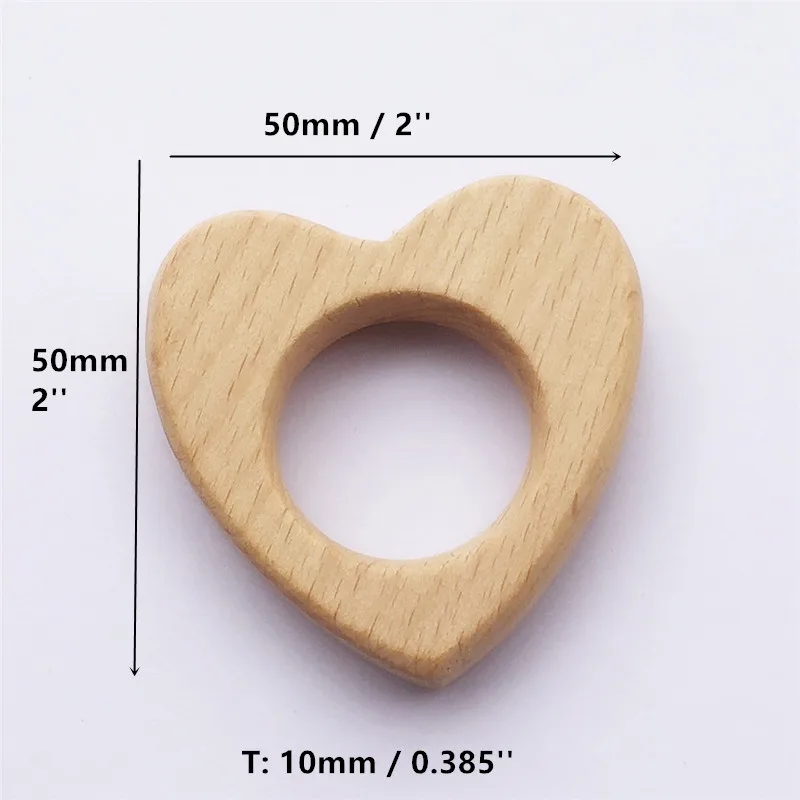 Heart Chenkai 50 шт. деревянный Прорезыватель для зубов DIY органический экологически чистый натуральный Дерево Детские Прорезыватели для зубов пустышка захватывающая игрушка Монтессори аксессуары - Цвет: Heart