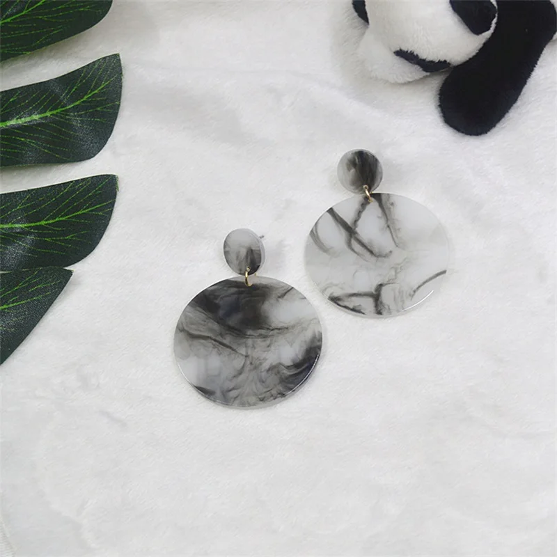 2019 Korean fashion retro geometric circular acetic acid dangle earrings women vintage round resin jewelry accessories pendants | Украшения