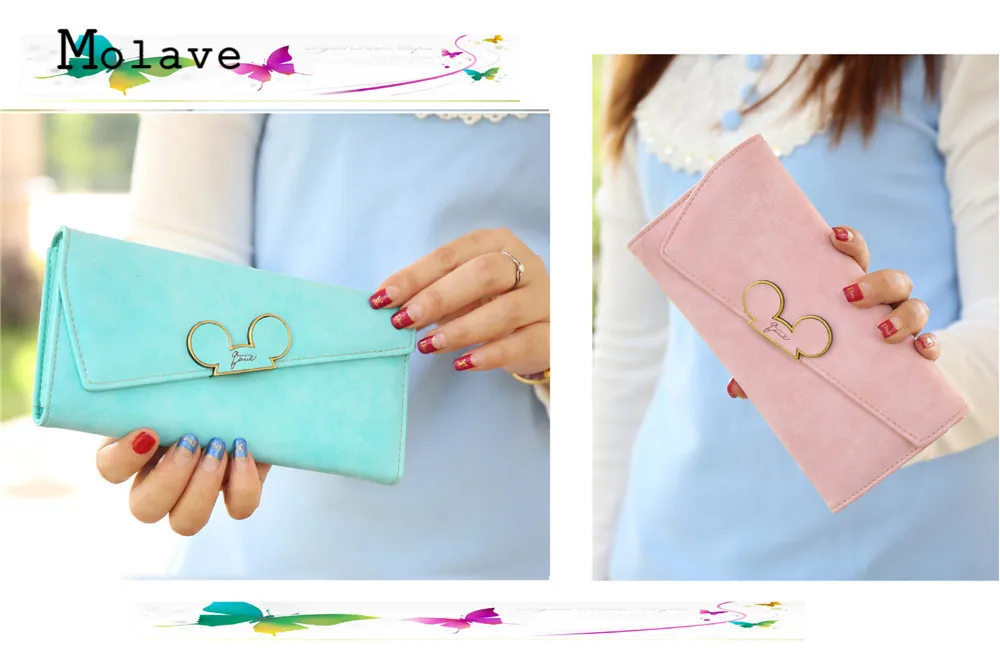 MOLAVE Новая мода дизайнер Farbe скрабы Lange Frauen портфели Damen Mickey Geldborse geldborsen Холтер дам Tasche Sep14