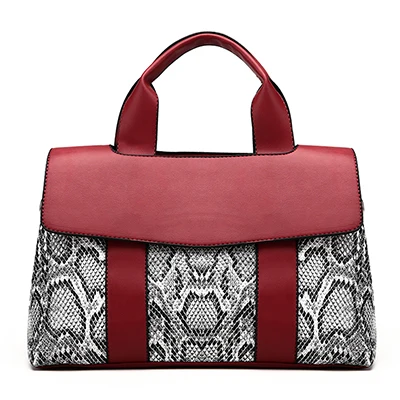 Змея из змеиной кожи сумка для Для женщин Лоскутная плеча Crossbody сумка женские кошельки и Сумки комплект сумка клатч - Цвет: Red