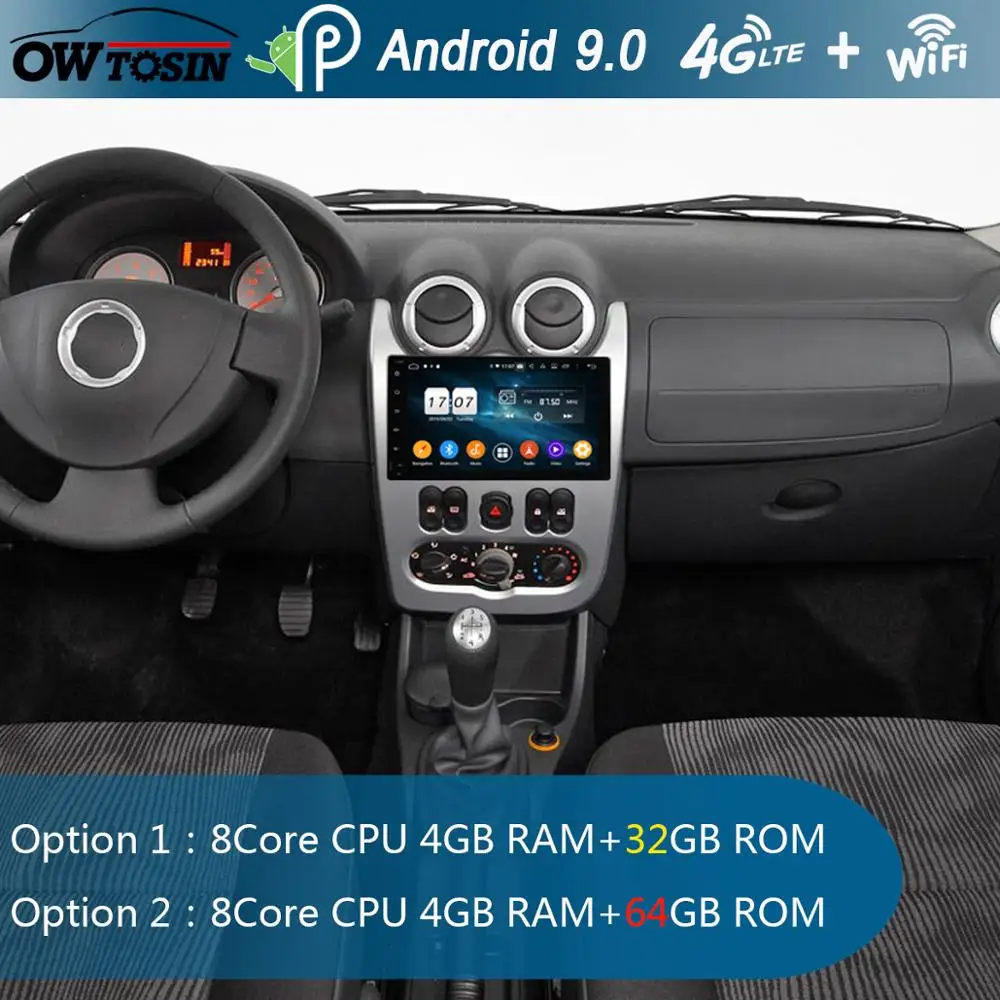 9 &quotIPS Android 0 8Core 4G + 64G ROM Автомобильный DVD радио плеер GPS для Renault Logan Sandero Duster DACIA DSP