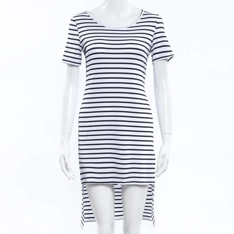 2016 новое поступление женщины летнее платье сексуальная асимметричный полосатый