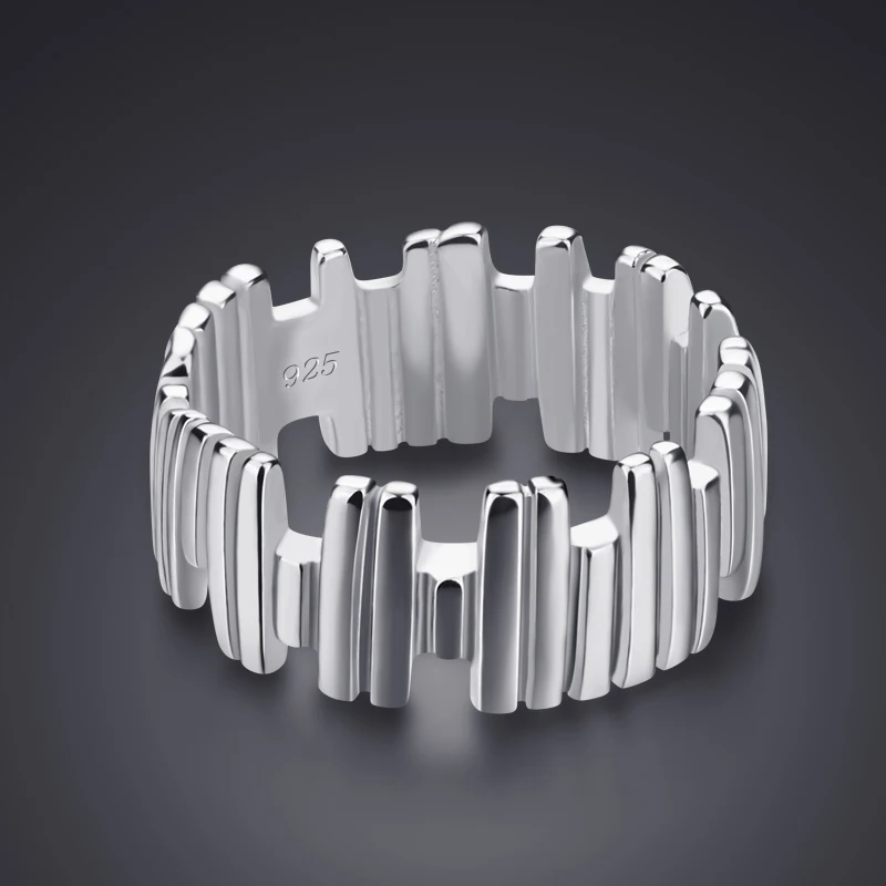 Модное персональное трехмерное кольцо. Твердое 925 пробы Серебряное 8 мм широкое