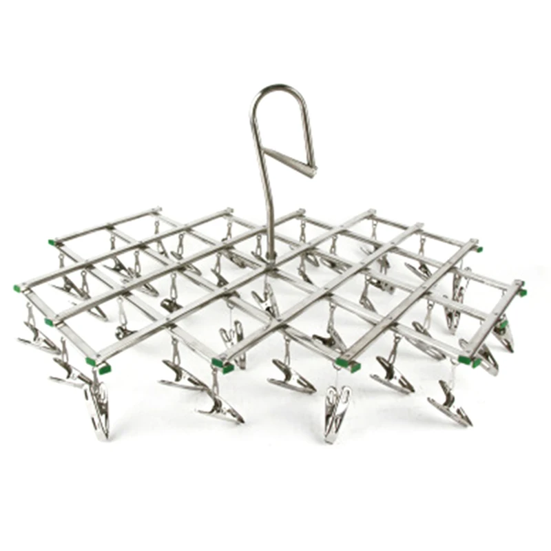 35 Pegs Folding Rack Clamp Home Portable Laundry Clothes Hanger Clips Underwear Socks Drying Windproof Stainless Steel Durable | Дом и сад
