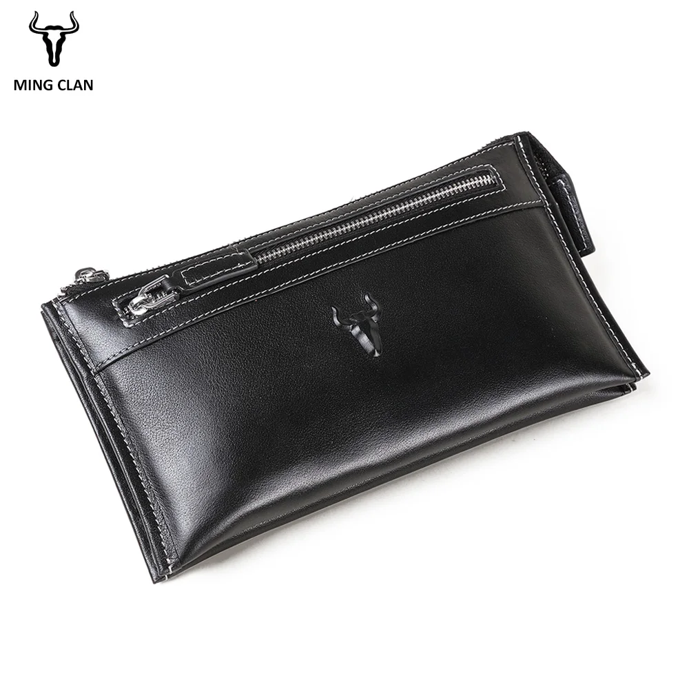Mingclan Luxury Brand Male Leather Purse Men's Clutch Wallets Handy Bags Business Handbag Men Day Clutch Bag With Zipper Pocket