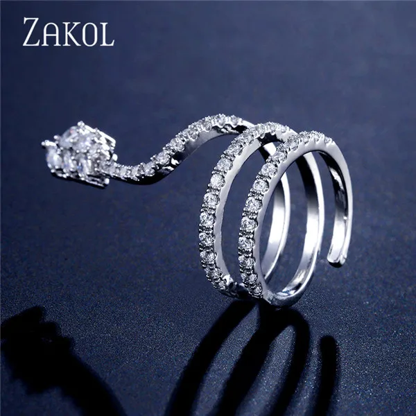 Ring ZAKOL модный кубический цирконий Marquise Cut цветы простой кольцо Ладонь Браслет для женщин тесьма Ужин День рождения ювелирные изделия FSBP2502 - Окраска металла: Ring