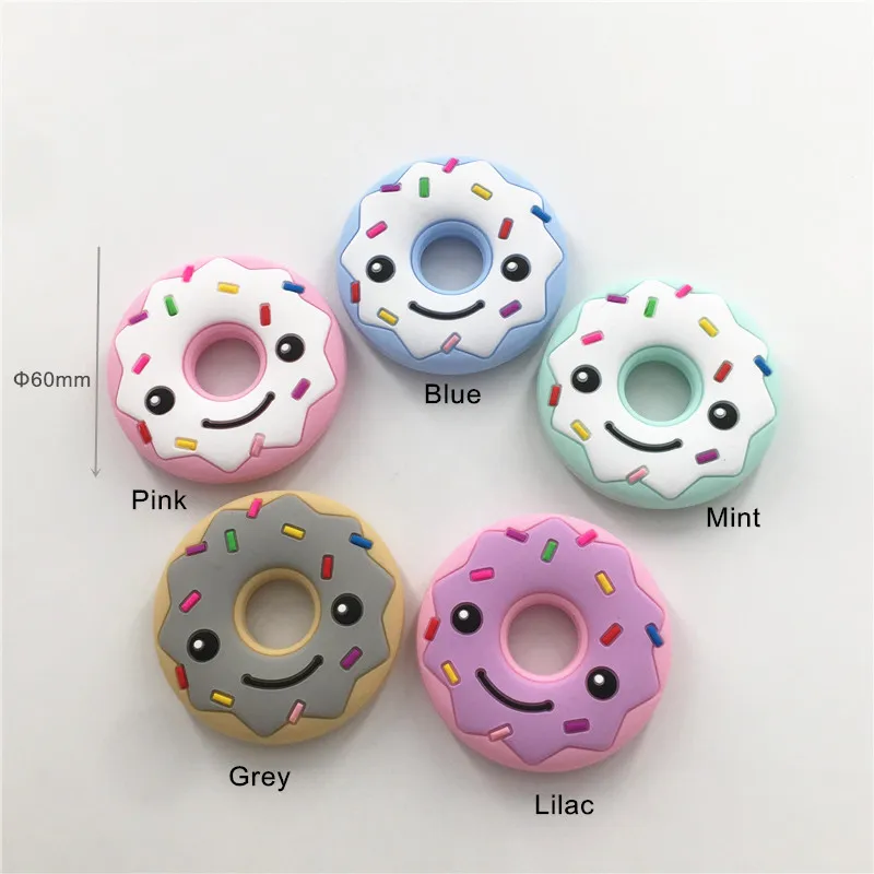 Chenkai 10PCS BPA Free Silicone Donut Teether DIY Baby Shower Pacifier Dummy Pendant Nursing Jewelry Crafts Toy Accessories