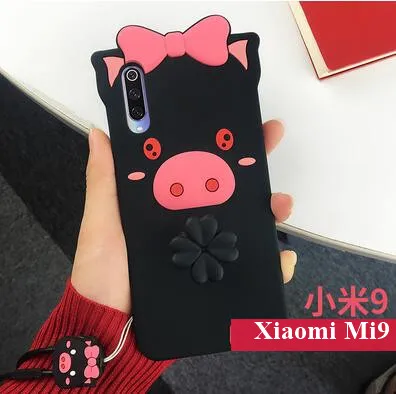 Силиконовый чехол xiaomi mi 9 с 3D рисунком милой свиньи, силиконовое кольцо с чехол для телефона со шнуром для xiaomi mi 9 чехол, Fundas coque