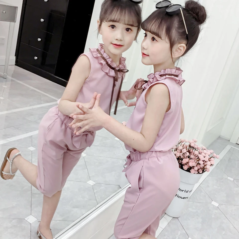 

2T 3T 4 6 7 9 12 Yrs Cute Sweet Streetwear Outfits Toddler Kids Baby Girls Clothes Set Summer Tops Short Pants 2 Pieces Sets