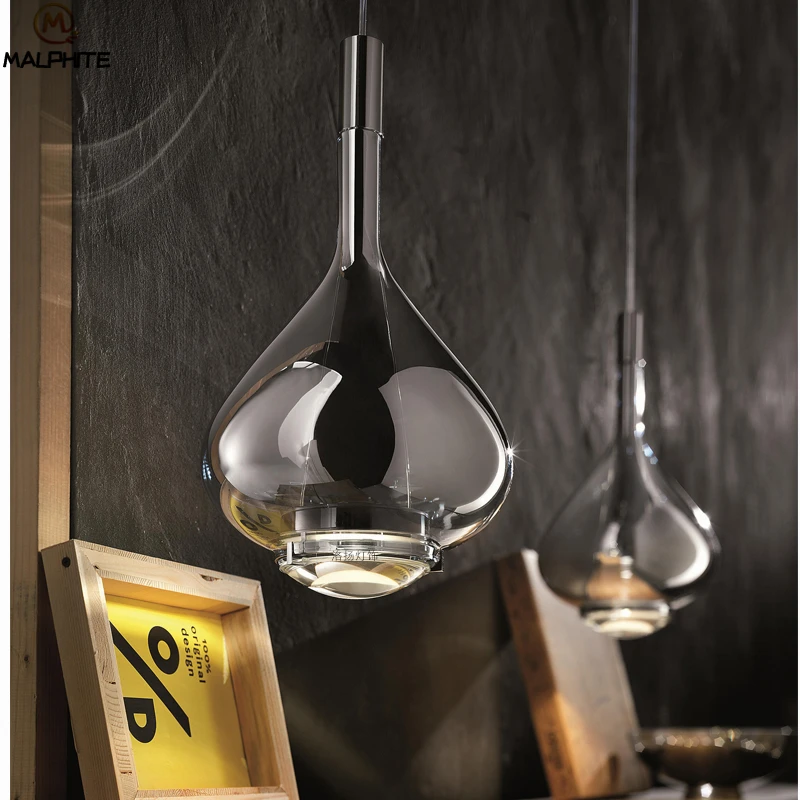 Скандинавское стекло Led подвесная световая балка кафе длинная шея бутылка