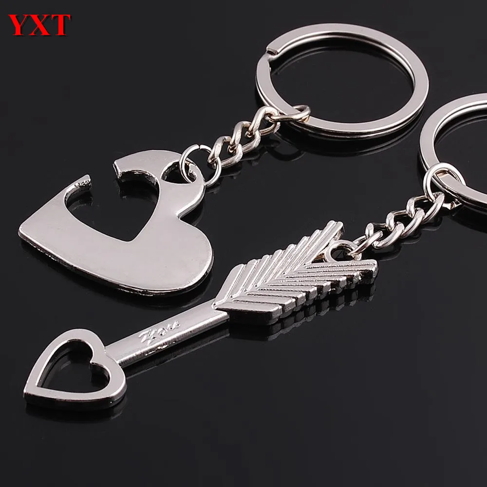 2PCS Cupid's Arrow and Love Heart Metal Couples Lover New Fashion Purse Bag Charm Car Key Ring Chain Creative Gift Accessories |