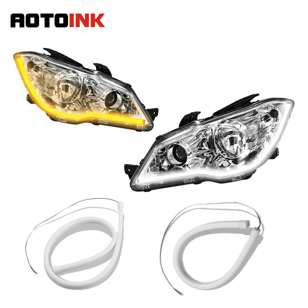 AOTOINK 2 шт./лот DRL гибкий светодиодный трубка Газа 30 см x 45 см 60 см Габаритные огни указатель поворота силиконовый стайлинга автомобилей EJ