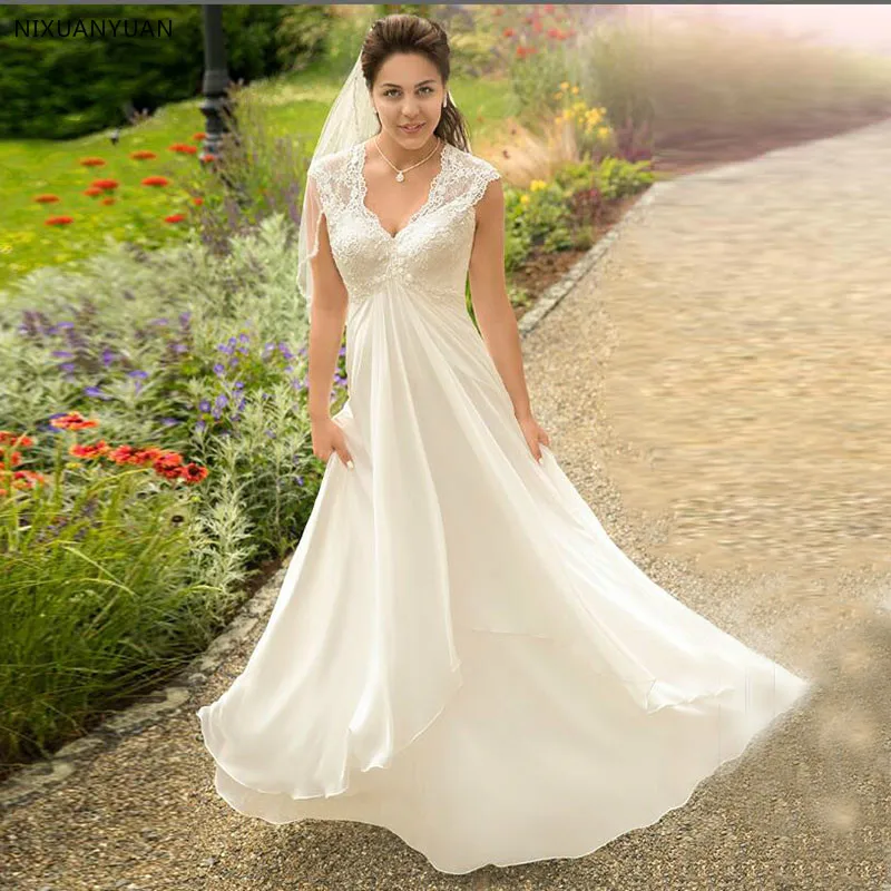 Boho беременности и родам размера плюс свадебное платье в стиле кантри с