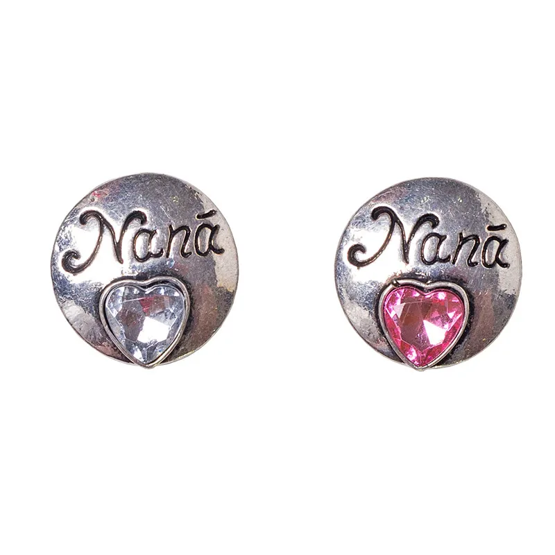 

10pcs/lot wholesale NANA Metal Snap Button Rhinestone Pattern Carved Fit Snap Sterling Jewelry For Charm Popper Bracelet