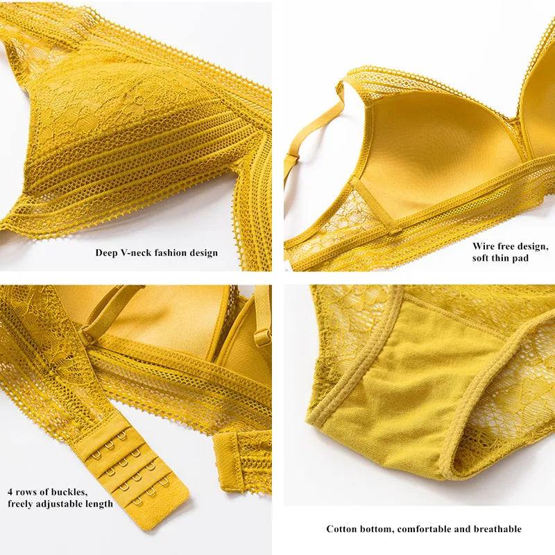 

TERMEZY 2019 New Bra set Women Underwear Embroidery Lace Women Lingerie Sexy wireless Bras Soft Trim bralette set