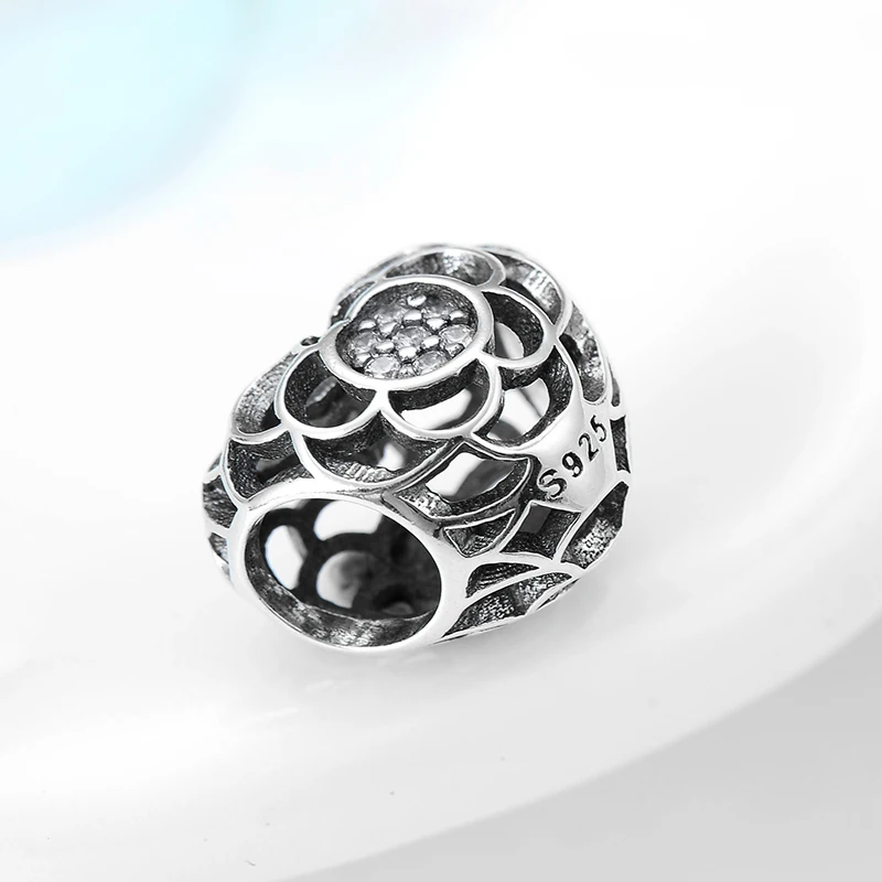 Forget Me Not Hollow out Flower Heart Beads charms 925 Sterling Silver women Fit Original Pandora Bracelet Jewelry making | Украшения и