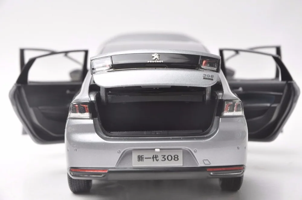 1:18 литая под давлением модель для peugeot 308 Серый Седан сплав игрушечный автомобиль миниатюрная коллекция подарок