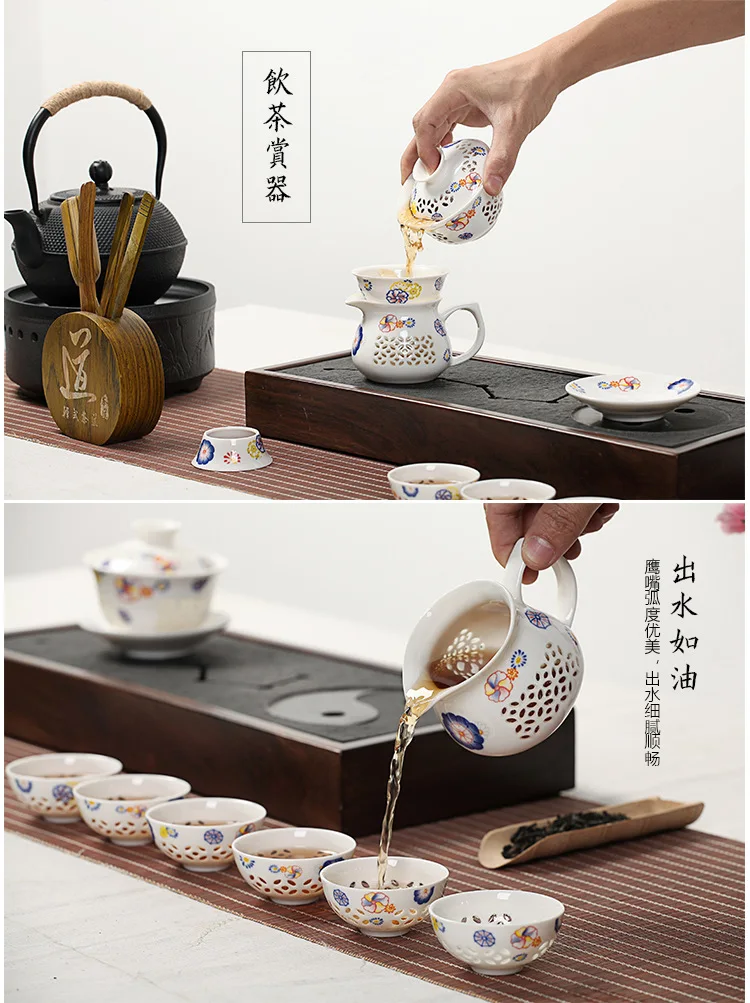 Blue-and-white Exquisite Ceramic Teapot Kettles Tea Cup Porcelain Chinese Kung Fu Tea Set Drinkware
