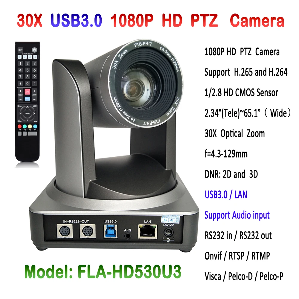 30-кратный оптический зум HD Onvif 1080p PTZ видеоконференции RJ45 ip-камера с интерфейсом USB