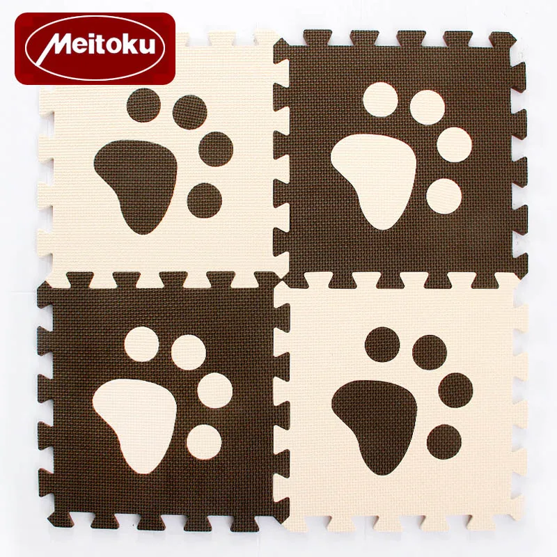 coffee beige Meitoku 10 шт./компл. Детские EVA пены игровой коврик-пазл, блокировать ползать Плитки и ковер, волшебный ковер каждое изделие 32x32 см толстом каблуке 1 см - Цвет: coffee beige