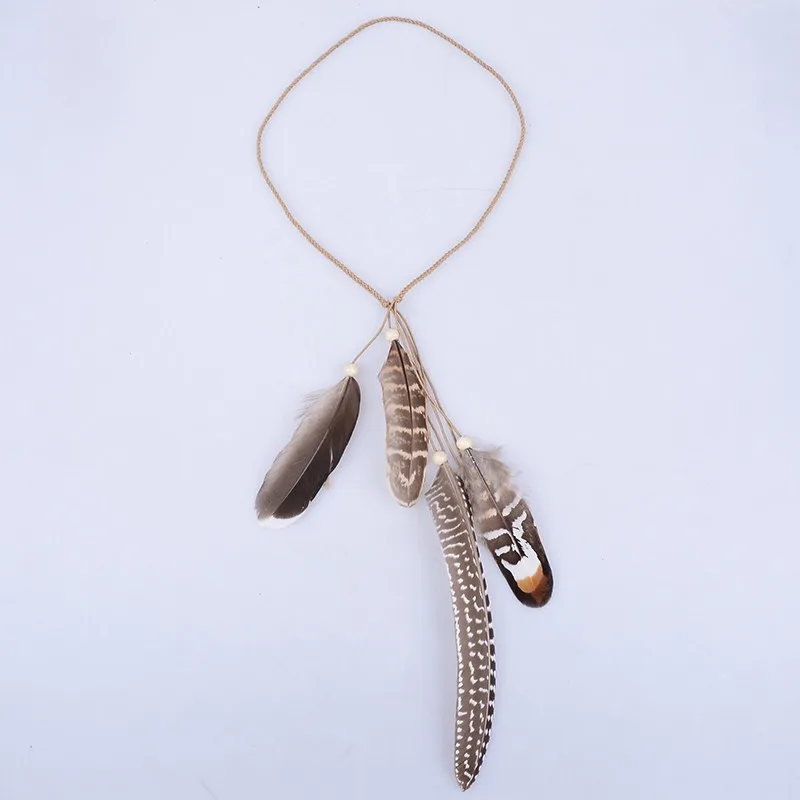 Воно хиппи индийский перо лентой кисточки для волос Для женщин Карнавал головной
