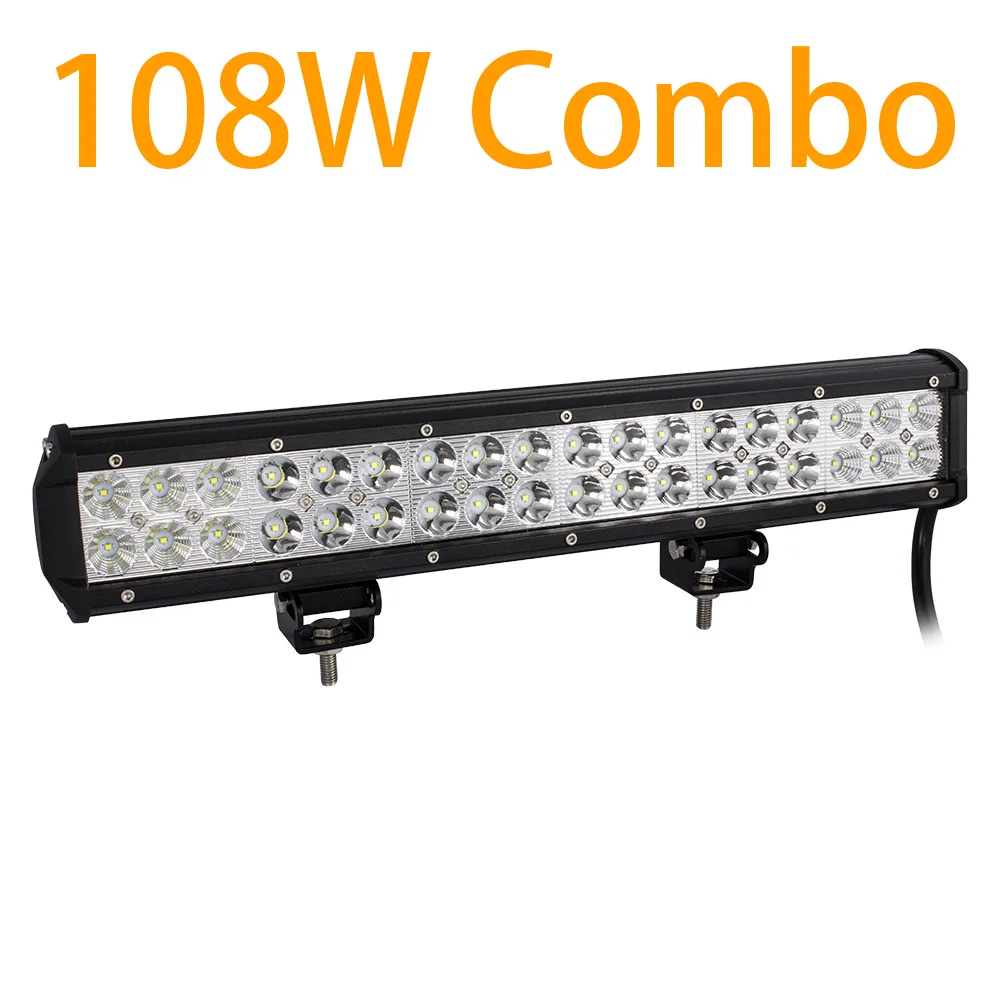 17 inch 108W Combo Светодиодный фонарь для внедорожника, 4WD, для грузовика, трактора, лодки, прицепа, 4x4, для внедорожника, квадроцикла, 12 В, 24 В, точечный прожектор, светодиодный светильник, светодиодный светильник - Цвет: 17 inch 108W Combo