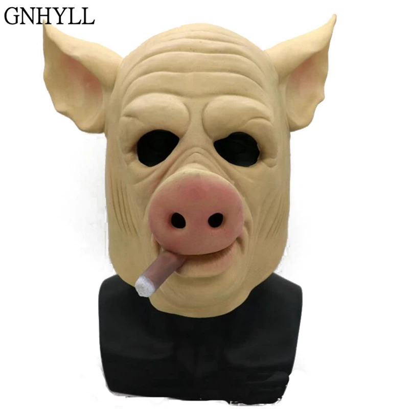 GNHYLL 1 шт. пила свинья страшные маски Новинка Хеллоуин маска с волосами к Хэллоуину