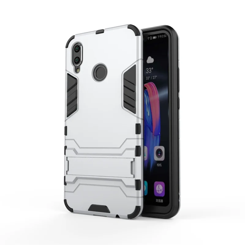Чехол Coque для Honor 8X, чехлы для huawei Honor 8X, силиконовая твердая пластмассовая броня, оригинальная Роскошная Противоударная подставка - Цвет: Серебристый