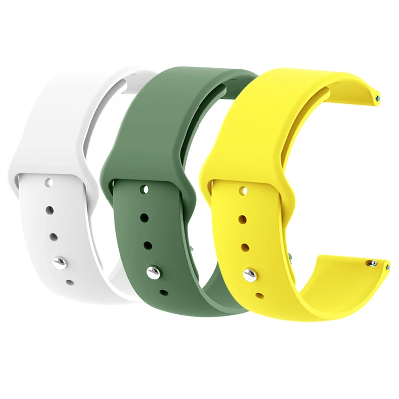 White Yellow Army 18 мм 20 мм 22 мм 3 шт. силиконовый ремешок для часов gear S2 ремешок для samsung gear S3 Classic Frontier Galaxy Watch Amazfit Bip браслет - Цвет ремешка: White Yellow Army