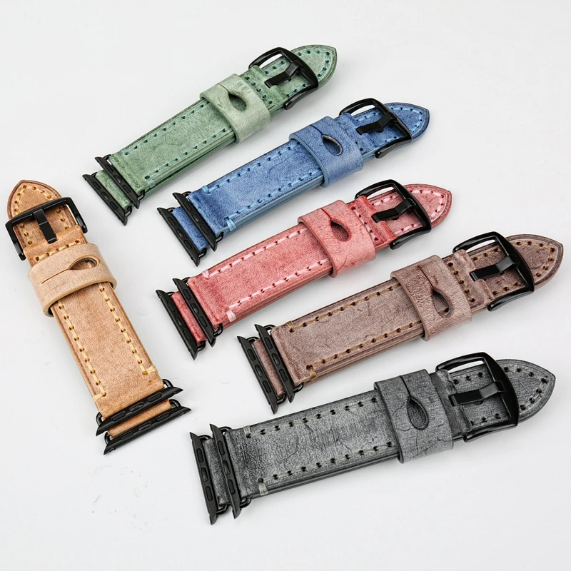 Ремешок MAIKES из натуральной кожи для Apple Watch Band 44 мм 40 42 38 Series SE 6 5 4 3 2 iWatch|watchband for apple