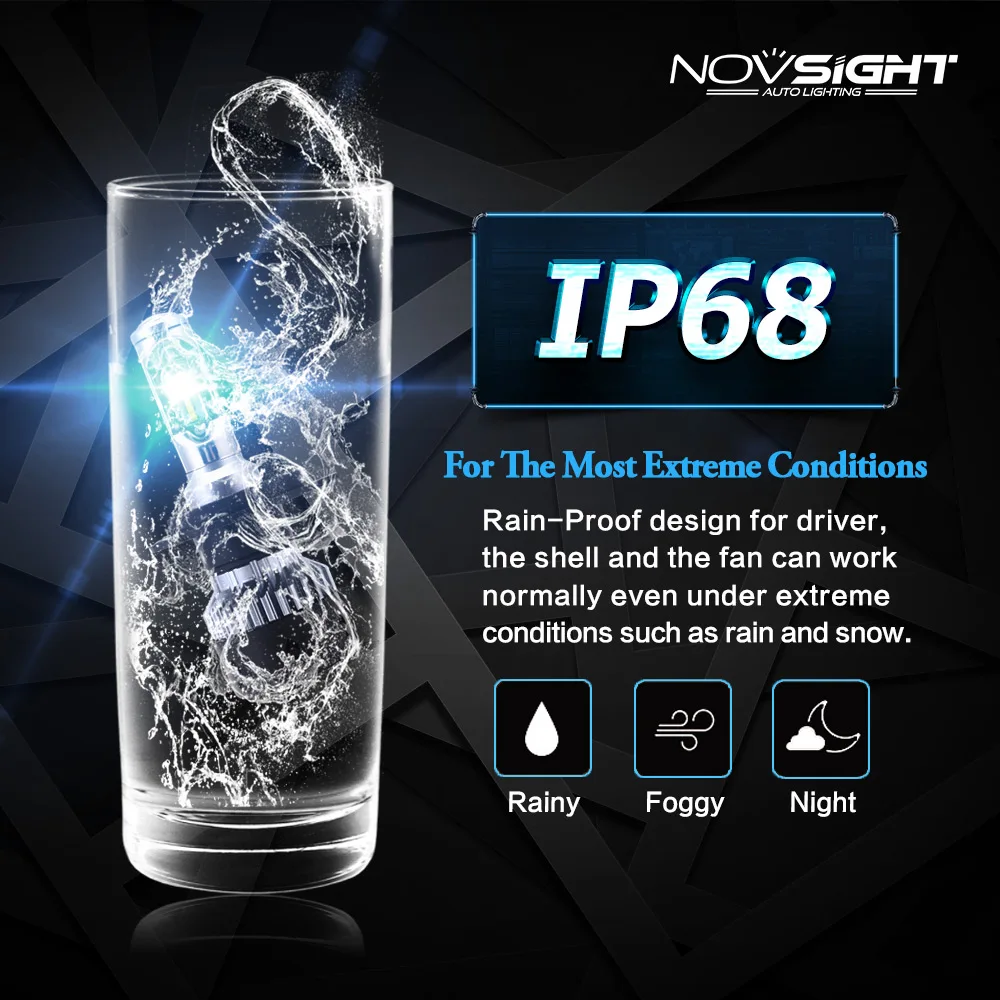 NOVSIGHT 2 шт. H1 led h7 voiture фары лампы 10000lm лампа с объективом h11 светодиодные 6000k 9005 9006 H4 12V