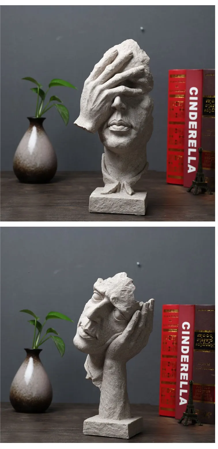 Креативные статуи Thinker Ретро абстрактные персонажи Статуэтка не слушать/говорить/выглядеть миниатюрная скульптура Домашний Настольный подарок