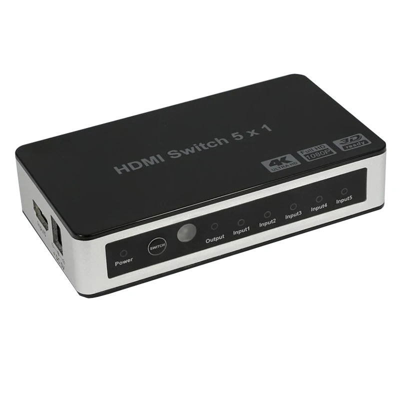 4K HDMI коммутатор 5X1 UHD Переключатель Селектор 5 в 1 выход с ИК и кабель питания для HDTV