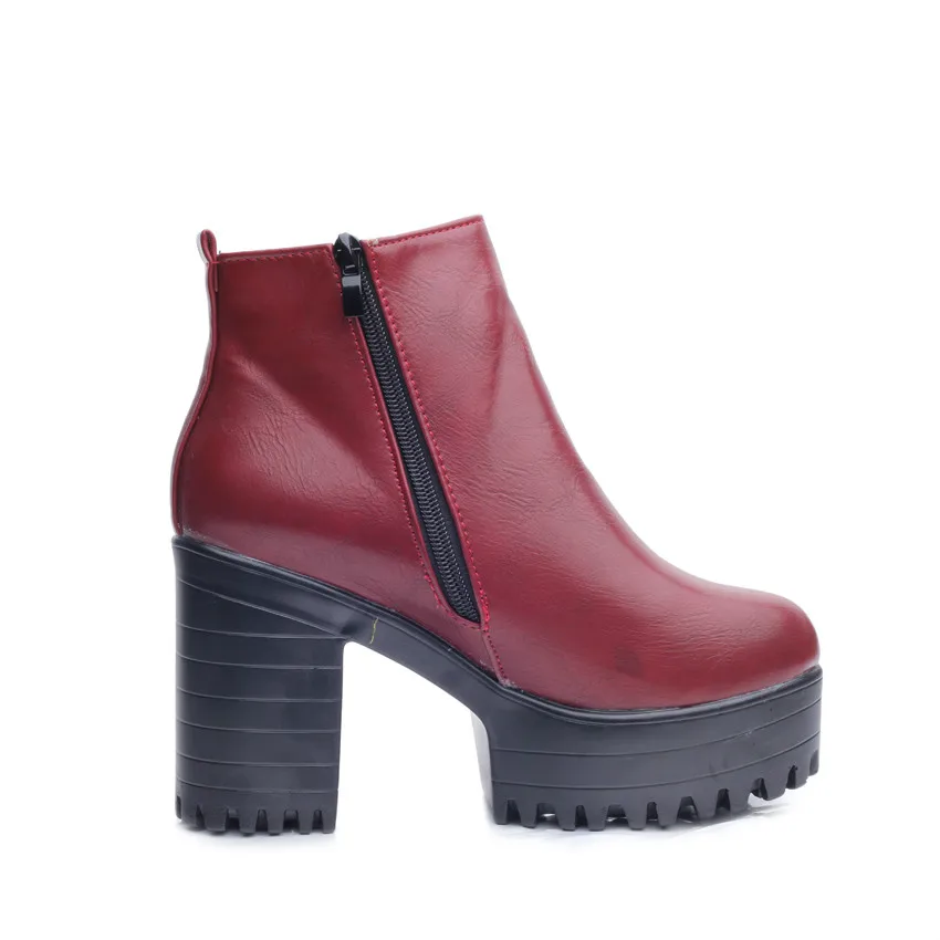 Прямая поставка Botas Mujer Модные женские ботинки на квадратном каблуке и платформе