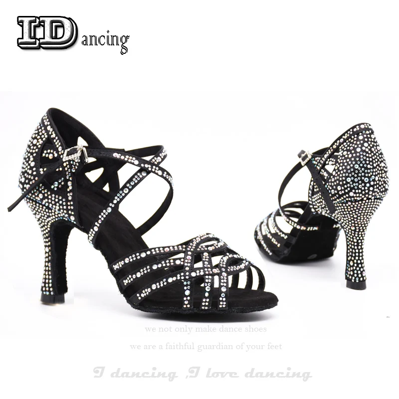 Women Salsa Dance Shoes Square Dance Shoes For Women Ballroom Latin Dancing Shoes Jazz Waltz Party Shoes Black Heel JuseDanc