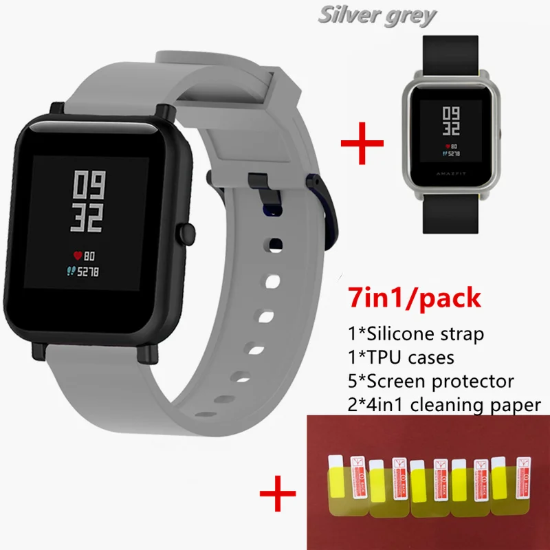 7в1 для Xiaomi Huami Amazfit Bip легкий и тонкий ТПУ ремешок наручных часов PC мягкий чехол