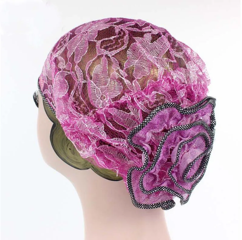 2017 новые женские кружевные шапки с цветами тюрбан головные уборы аксессуары для