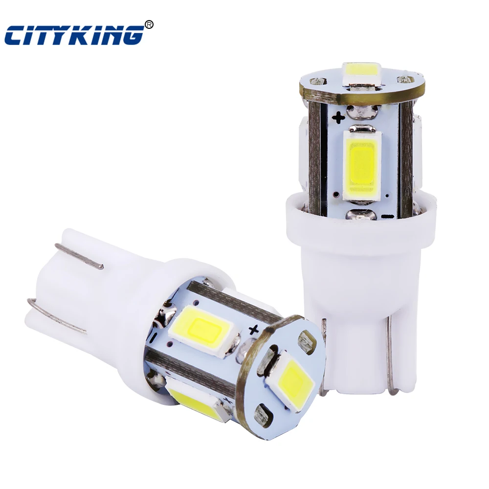

Wholesale 100pcs/lot Car T10 W5W led light t10 5led 5630 W5W t10 5smd super bright W5W 168 Wedge Door Instrument Side Bulb Lamp