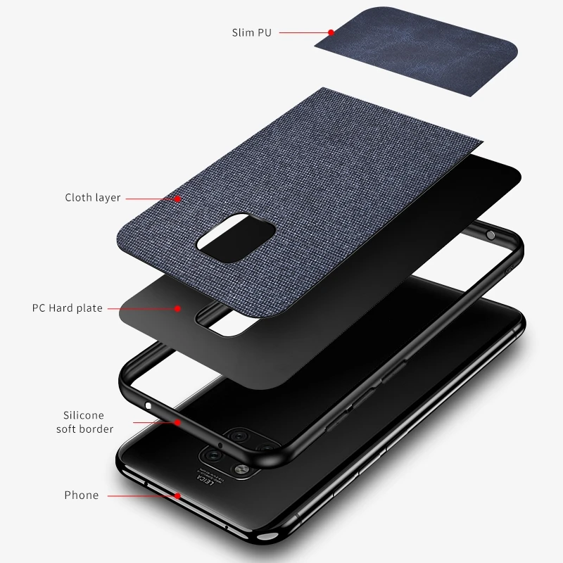 For Huawei Mate 20 Pro Case Fabric Cloth Hard PC Back Cover Mate20 Soft Silicone Busniess Simple Phone |