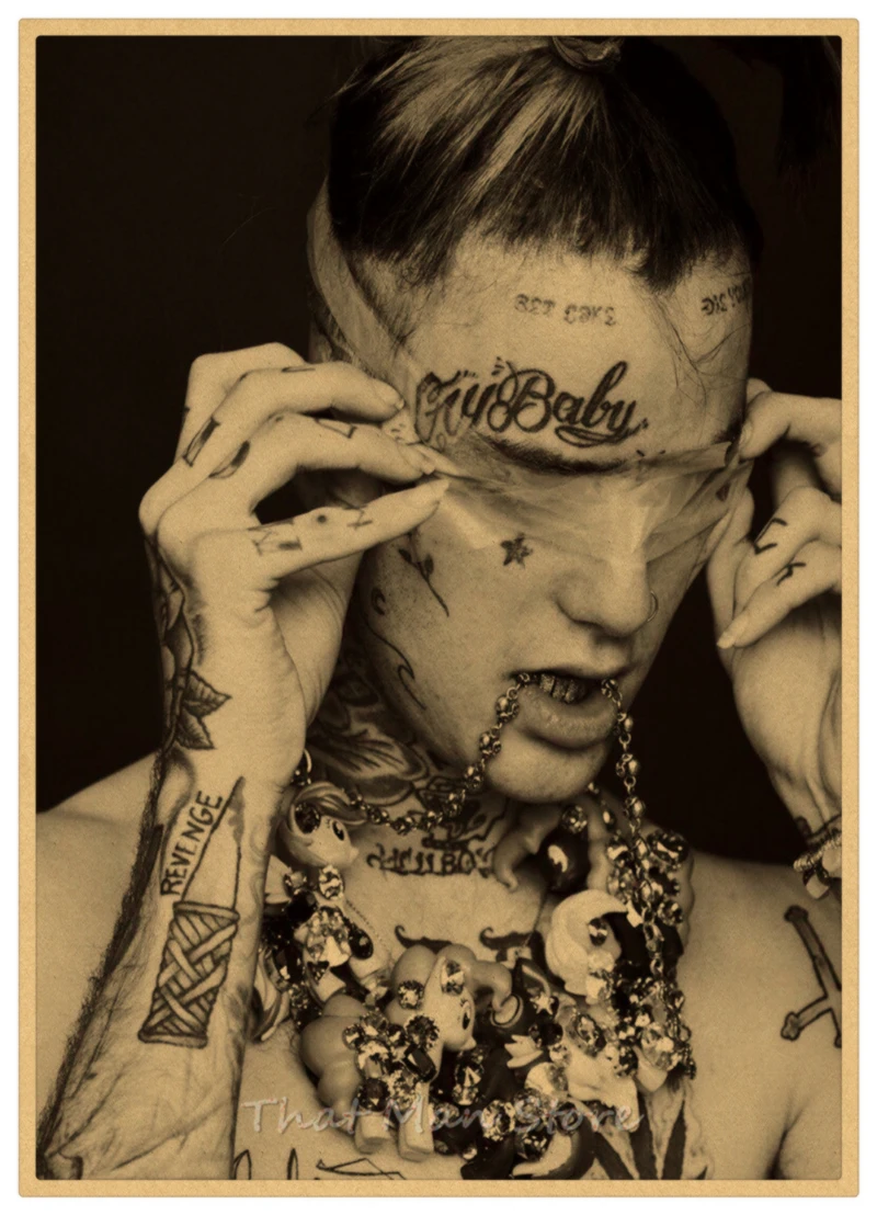 Хип-хоп рэпер Lil Peep плакат наклейки на стену винтажные постеры печать высокого качества для гостиной домашний декор 42*30 см - Цвет: Розовый