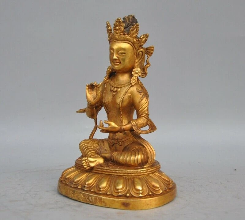 8 &quotТибетский буддизм бронзовый позолоченный зеленый Tara Kwan yin гуаньин статуя