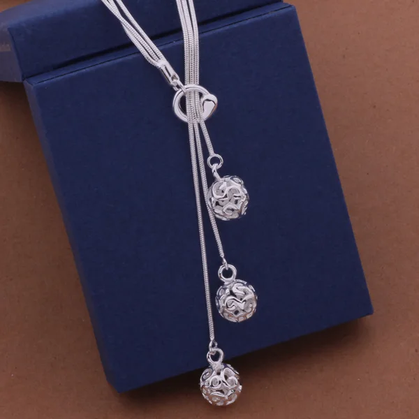 925 стерлингового серебра Горячая ожерелье из бусин сферической формы модные