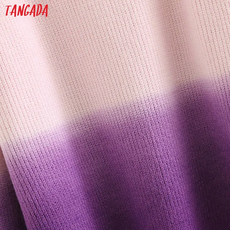 Tangada теплый свитер теплый джемпер с градиентом два цвета цветной джемпер свитер с длинным рукавом осень зима фиолетовый свитер розовый свитер голубой свитер DR02