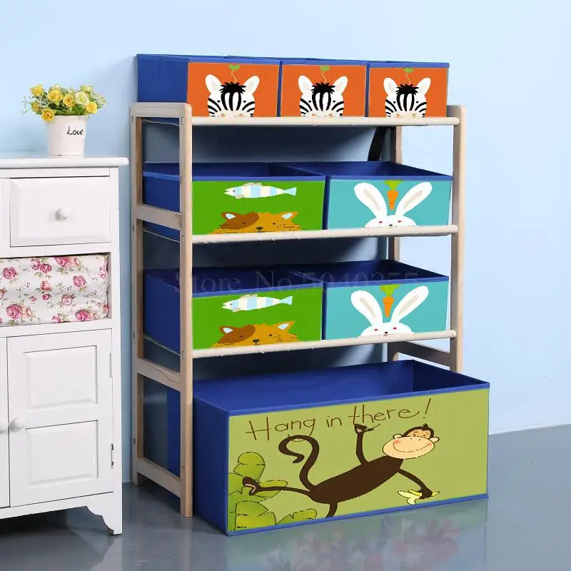 Solid wood toy rack storage rack toy box finishing child toy cabinet home toy storage artifact - Цвет: VIP 21