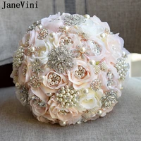janevini luxurious crystal bridal bouquets for wedding bling rhinestone silk flowers rose bride wedding accessories trouw boeket