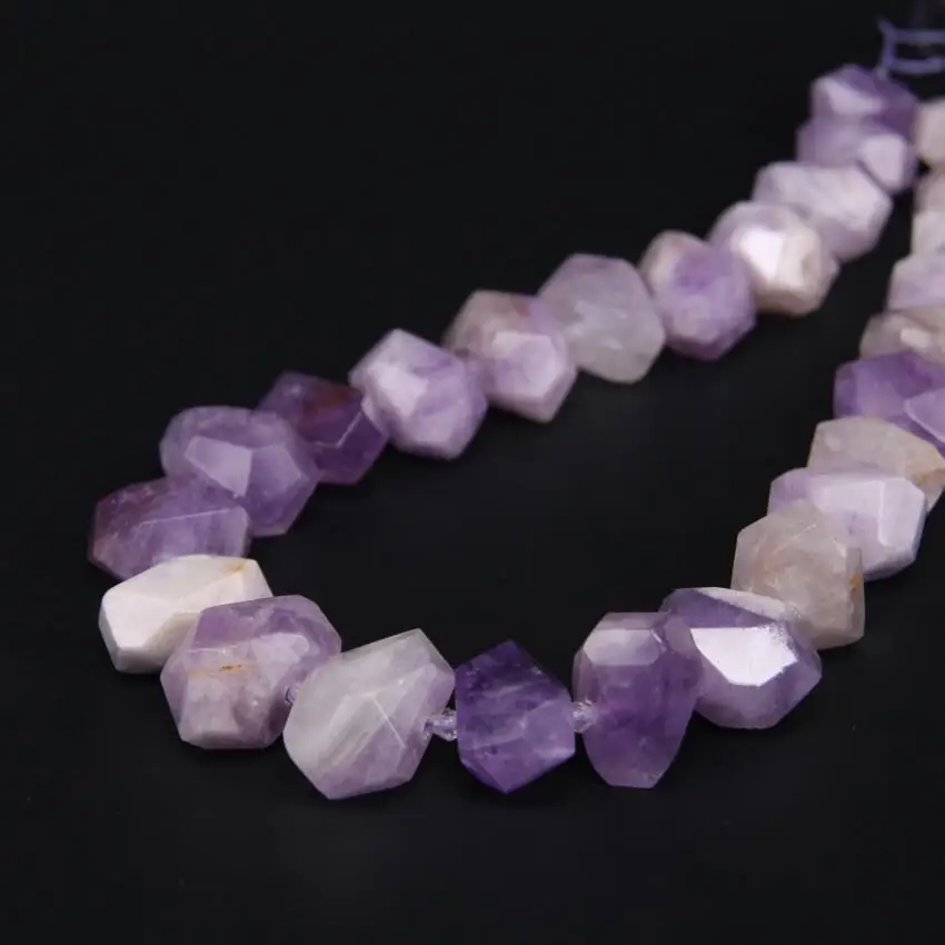 

15.5"/strand Natural Amethysts Freeform Faceted Nugget Loose Beads,Purple Crystal Quartz Stone Pendant Beads For Jewelry Making