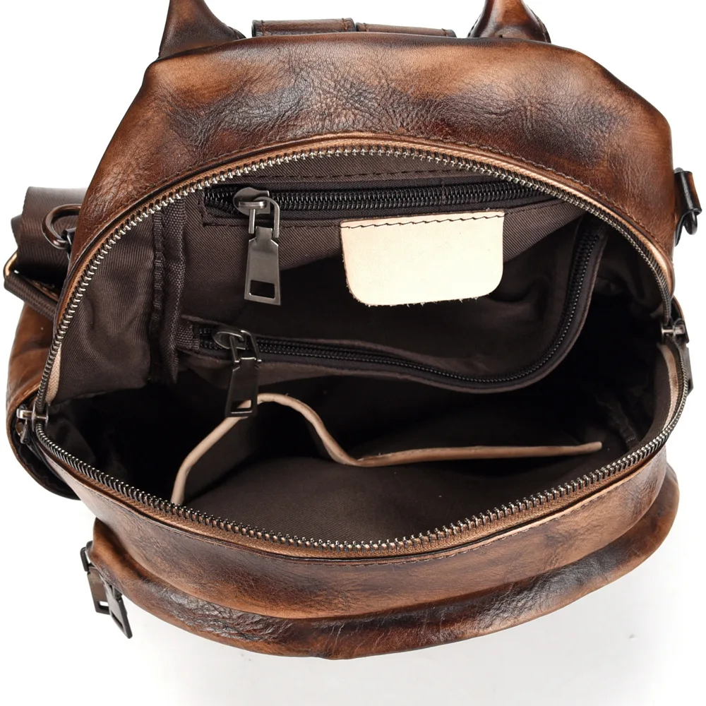 Натуральная телячья кожа сделано вручную маленький женский рюкзак ретро