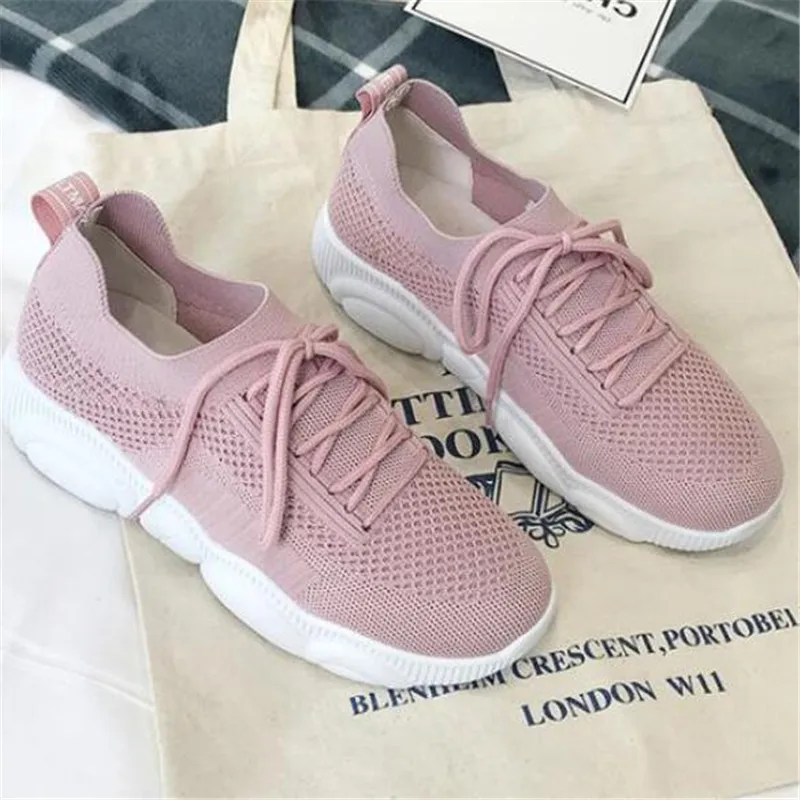 

WADNASO Women Casual Shoes Fashion Breathable Walking Mesh Flat Shoes Sneakers Women 2019 Gym Vulcanized Tenis Feminino 35-39