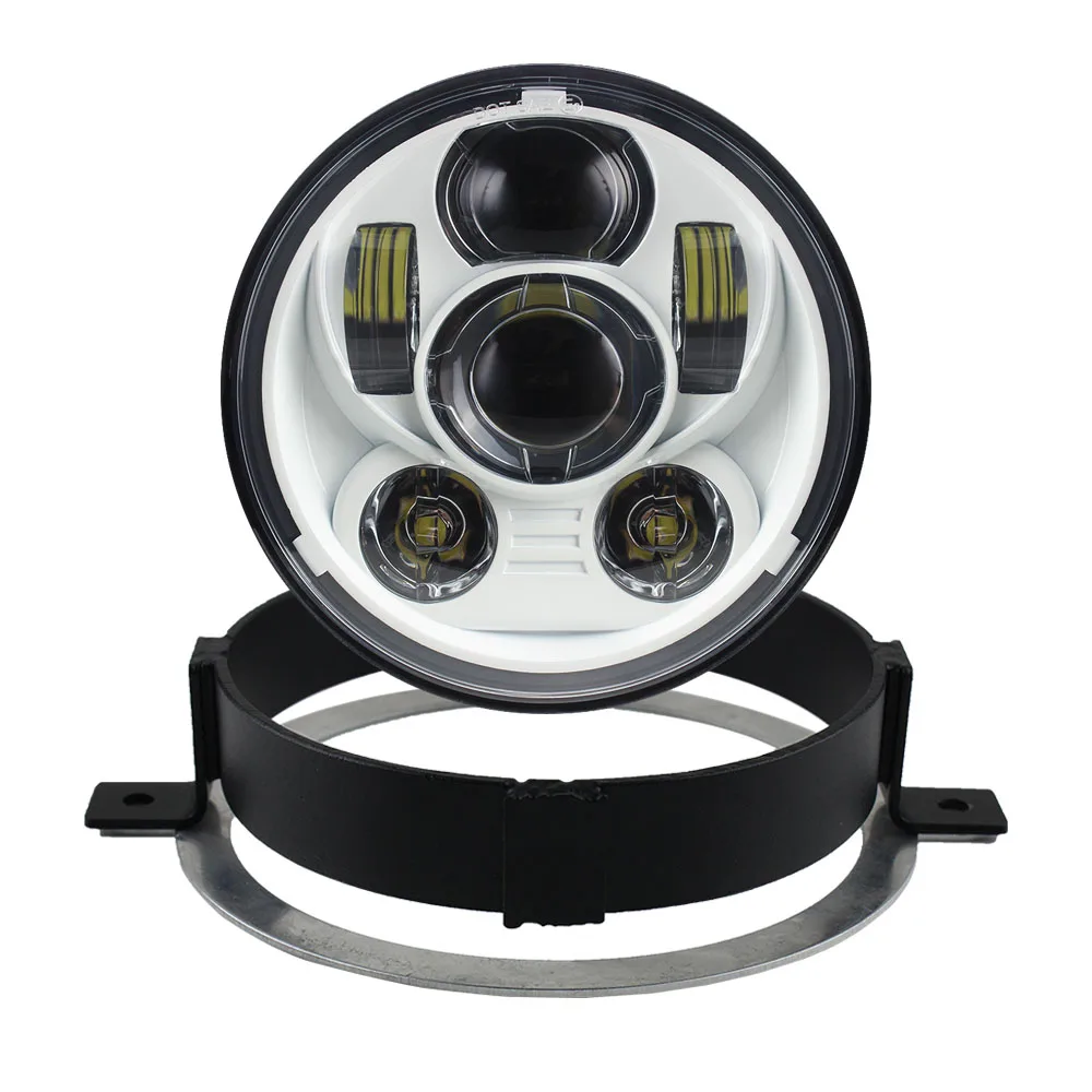 White with Bracket Для Honda VTX 1800 VTX 1300 комплект светодиодных фар 5,75 дюймов мотоцикл дальнего ближнего света с монтажным кронштейном кольцо Plug and Play - Цвет: White with Bracket